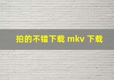 拍的不错下载 mkv 下载