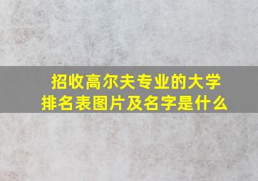 招收高尔夫专业的大学排名表图片及名字是什么