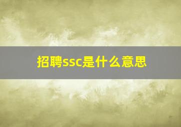 招聘ssc是什么意思