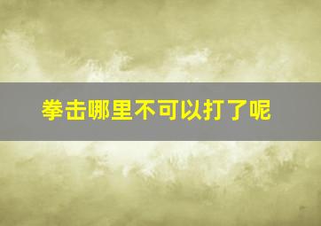 拳击哪里不可以打了呢