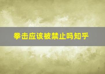 拳击应该被禁止吗知乎