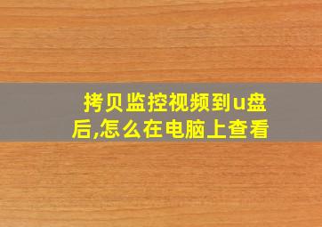 拷贝监控视频到u盘后,怎么在电脑上查看