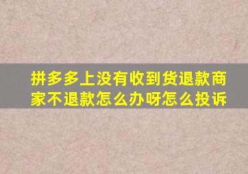 拼多多上没有收到货退款商家不退款怎么办呀怎么投诉