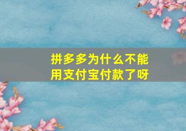 拼多多为什么不能用支付宝付款了呀