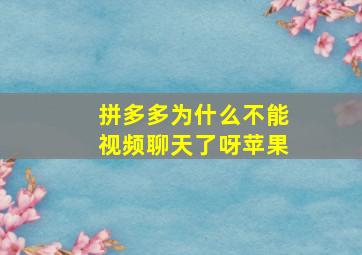 拼多多为什么不能视频聊天了呀苹果