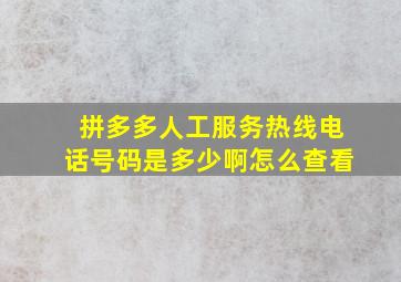 拼多多人工服务热线电话号码是多少啊怎么查看