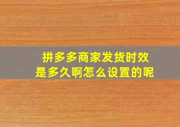 拼多多商家发货时效是多久啊怎么设置的呢