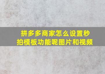 拼多多商家怎么设置秒拍模板功能呢图片和视频