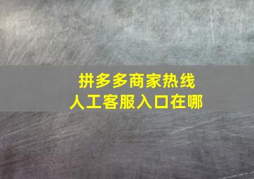 拼多多商家热线人工客服入口在哪