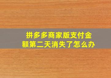 拼多多商家版支付金额第二天消失了怎么办