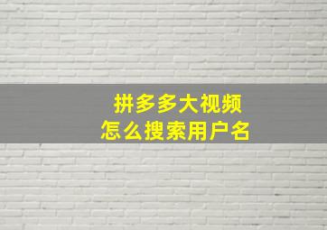 拼多多大视频怎么搜索用户名