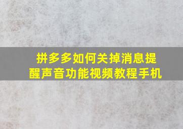 拼多多如何关掉消息提醒声音功能视频教程手机