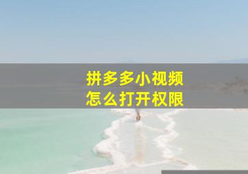 拼多多小视频怎么打开权限