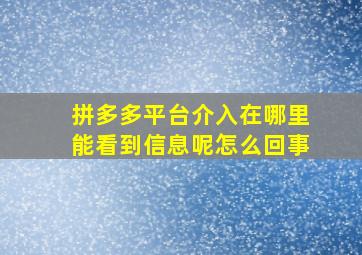 拼多多平台介入在哪里能看到信息呢怎么回事