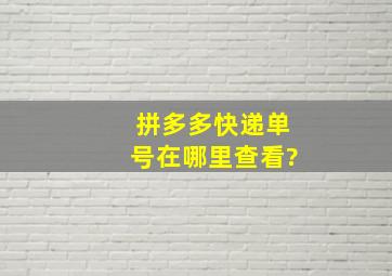 拼多多快递单号在哪里查看?