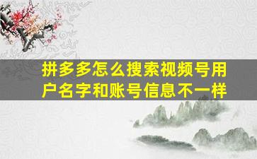 拼多多怎么搜索视频号用户名字和账号信息不一样