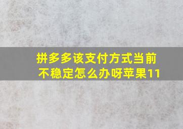 拼多多该支付方式当前不稳定怎么办呀苹果11