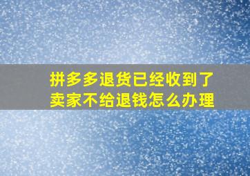 拼多多退货已经收到了卖家不给退钱怎么办理