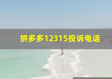 拼多多12315投诉电话