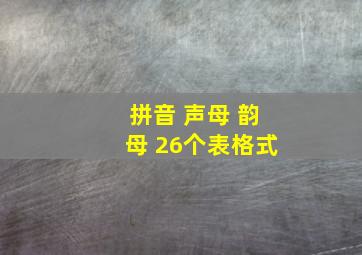 拼音 声母 韵母 26个表格式