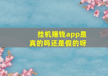 挂机赚钱app是真的吗还是假的呀