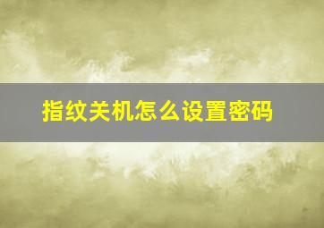 指纹关机怎么设置密码