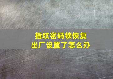 指纹密码锁恢复出厂设置了怎么办