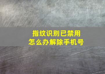 指纹识别已禁用怎么办解除手机号