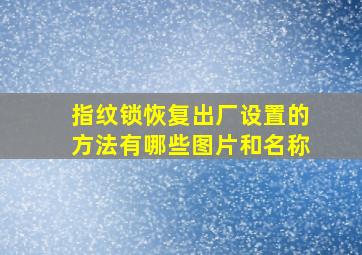 指纹锁恢复出厂设置的方法有哪些图片和名称