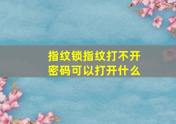 指纹锁指纹打不开密码可以打开什么