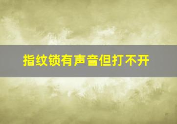 指纹锁有声音但打不开