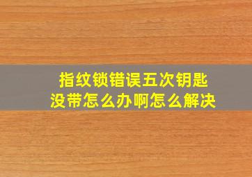 指纹锁错误五次钥匙没带怎么办啊怎么解决