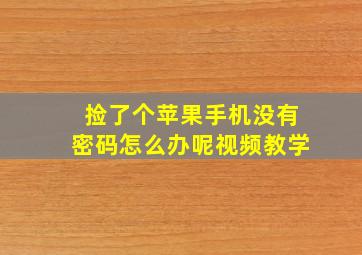 捡了个苹果手机没有密码怎么办呢视频教学