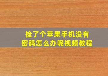 捡了个苹果手机没有密码怎么办呢视频教程