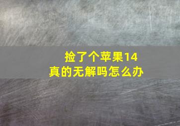 捡了个苹果14真的无解吗怎么办