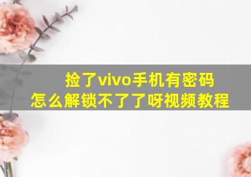 捡了vivo手机有密码怎么解锁不了了呀视频教程