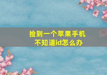 捡到一个苹果手机不知道id怎么办