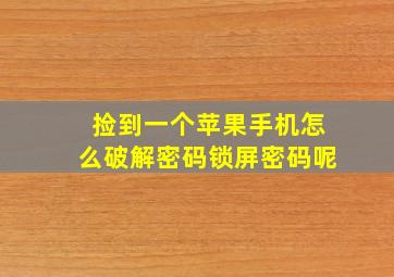 捡到一个苹果手机怎么破解密码锁屏密码呢