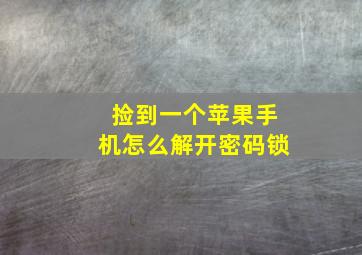 捡到一个苹果手机怎么解开密码锁