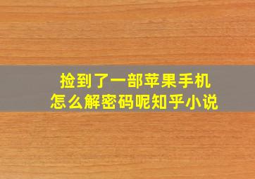 捡到了一部苹果手机怎么解密码呢知乎小说