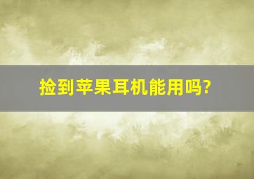 捡到苹果耳机能用吗?