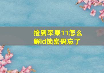 捡到苹果11怎么解id锁密码忘了