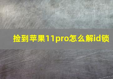 捡到苹果11pro怎么解id锁