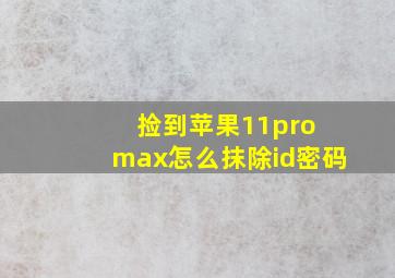 捡到苹果11pro max怎么抹除id密码