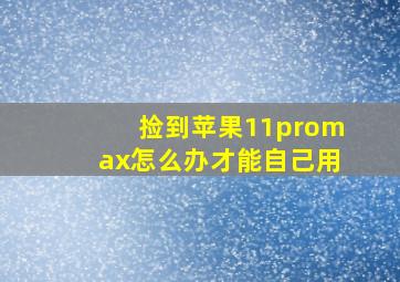 捡到苹果11promax怎么办才能自己用