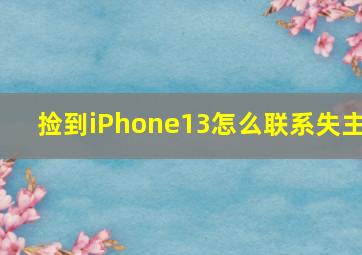 捡到iPhone13怎么联系失主