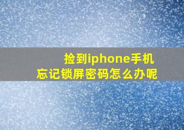 捡到iphone手机忘记锁屏密码怎么办呢