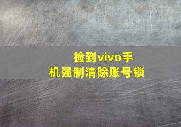 捡到vivo手机强制清除账号锁