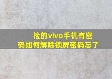 捡的vivo手机有密码如何解除锁屏密码忘了