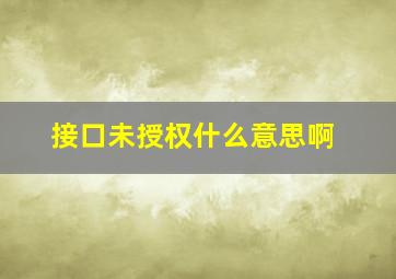 接口未授权什么意思啊